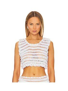 CeliaB x REVOLVE White Baffin Crochet Crop Top NWT - Size M
